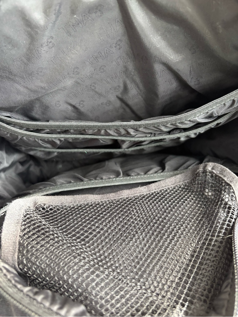 TNA Aritzia Black Monogram Logo Backpack with Rain Cover Y2K 2000s Pockets - Picture 7 of 8